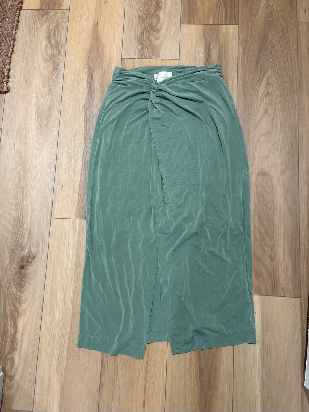Anthropologie Olive Green Twist-Front Midi Skirt